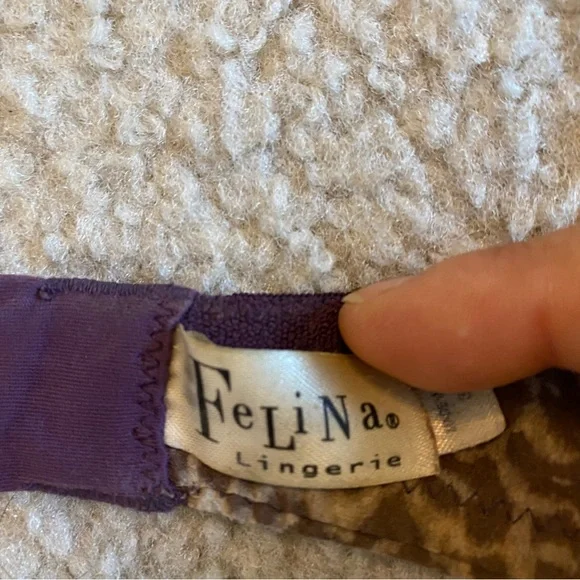 EUC Purple Cheetah Demi cup padded bra 32B by Felina Lingerie - Picture 5 of 6